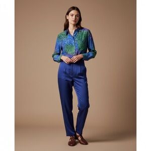 vintage lady foot locker silk Colorful colour block Button-Up Shirt size small